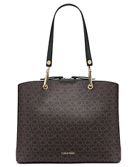 Calvin Klein Garnet Signature Triple Compartment Top Zipper Tote