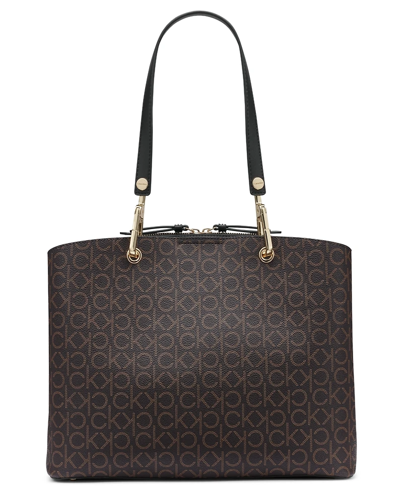 Calvin Klein Garnet Signature Triple Compartment Top Zipper Tote