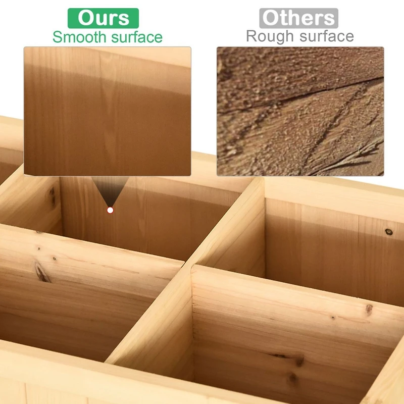 43x18x30in Raised Garden Bed with 8 Pockets and Shelf, Wooden Elevated Planter Box with Legs to Grow Herbs, Vegetables, and Flowers, Natural