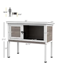 Streamdale Furniture Elevated Wooden Rabbit Hutch, Indoor/Outdoor Bunny Cage with Hinged Asphalt Roof and Removable Tray for Single, Dwarf, or Guinea
