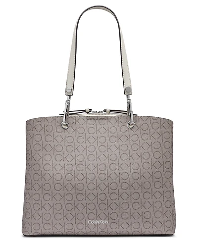 Calvin Klein Garnet Signature Triple Compartment Top Zipper Tote