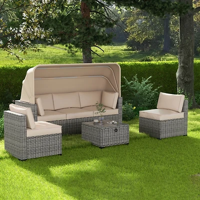 Streamdale Patio Daybed Set with Retractable Canopy