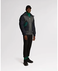 Alpenhaus Men's Sebonack Quilted Denim-Look Bomber Jacket with Fold-Over Ribbed Collar