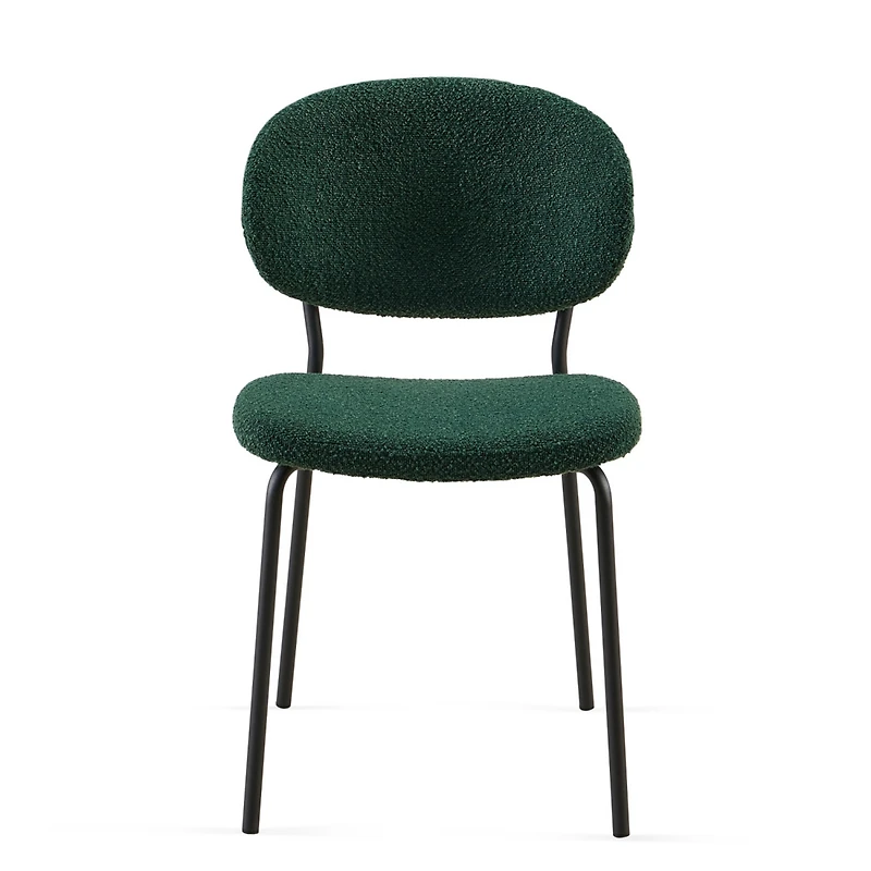 Streamdale Furniture Dark Green Boucle Fabric Dining Chairs Set of 4,Modern Dining Room Chairs with Black Metal Legs, Armless Kitchen Chair for Dining