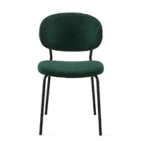 Streamdale Furniture Dark Green Boucle Fabric Dining Chairs Set of 4,Modern Dining Room Chairs with Black Metal Legs, Armless Kitchen Chair for Dining