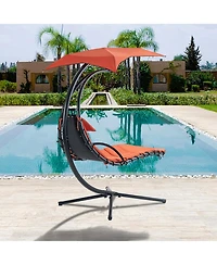 Streamdale Orange Oasis Ergonomic Hammock Chair with Umbrella and Pillow