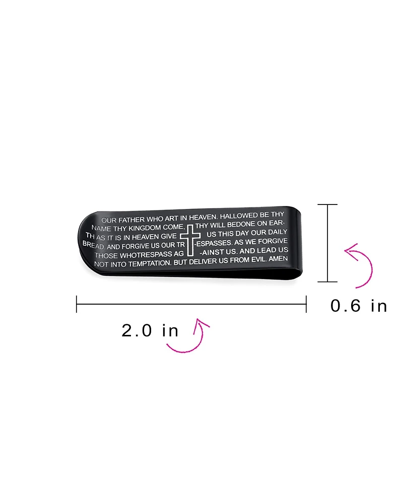 Bling Jewelry Our Father Lord's Prayer Cross Black Money Clip Stainless Steel