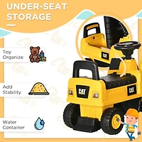 Excavator Ride on Toy, Cat Licensed Kids Manual Pedal Ride on Excavator with Manual Shovel, Horn, Hidden Storage for 18-36 Months Boys and Girls, Yell