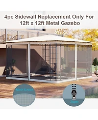 12' x 12' Universal Replacement Mesh Sidewall Netting for Patio Gazebos and Canopy Tents with Zippers, (Sidewall Only), Cream