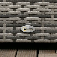 113 Gallon Deck Box, Rattan Outdoor Storage Box, Waterproof Storage Container for Indoor, Patio Furniture Cushions, Pool Supplies, Garden Tools, Dark