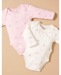 Purebaby Baby Girls Easy Neck L/S Bodysuit 2 pack