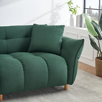 93.70 inches long, Teddy Sofa Fabric, with two matching pillows and three spacious and comfortable seats, for Apartment Office Living Room - Green