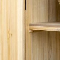 Garden Storage Cabinet, Outdoor Tool Shed with Galvanized Top and Two Shelves for Yard Tools or Pool Accessories, Natural