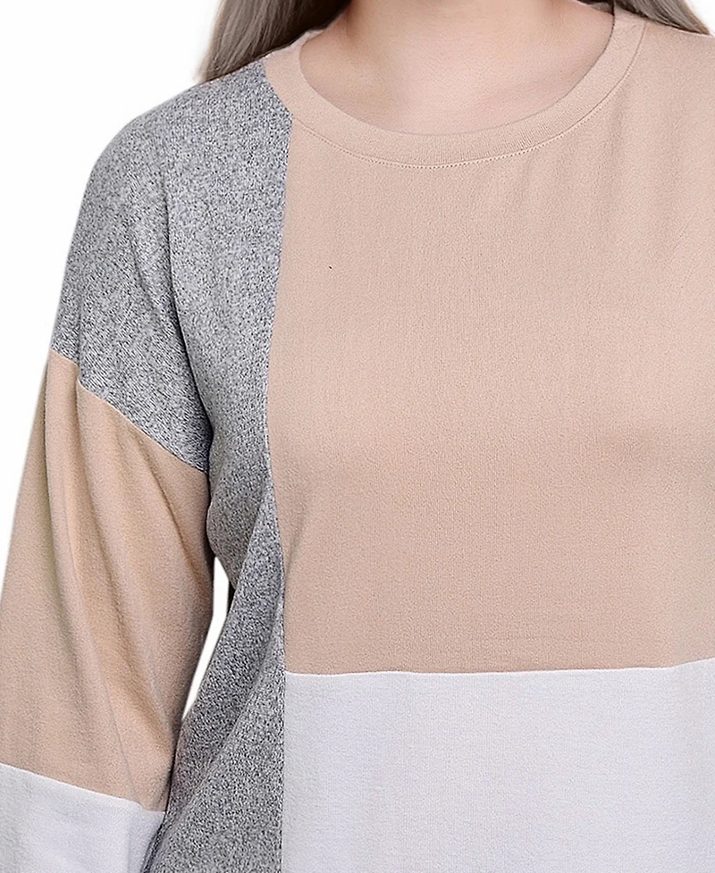 Ny Collection Women's Long Sleeve Colorblocked Top