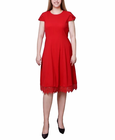 Ny Collection Women's Chiffon Sleeve Scuba Dress