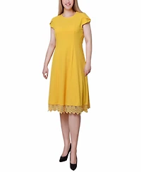 Ny Collection Women's Chiffon Sleeve Scuba Dress