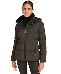 Calvin Klein Petite Faux-Fur-Lined Hooded Puffer Coat