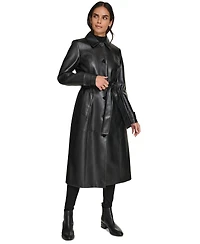 Calvin Klein Women's Belted Faux-Leather Trench Coat