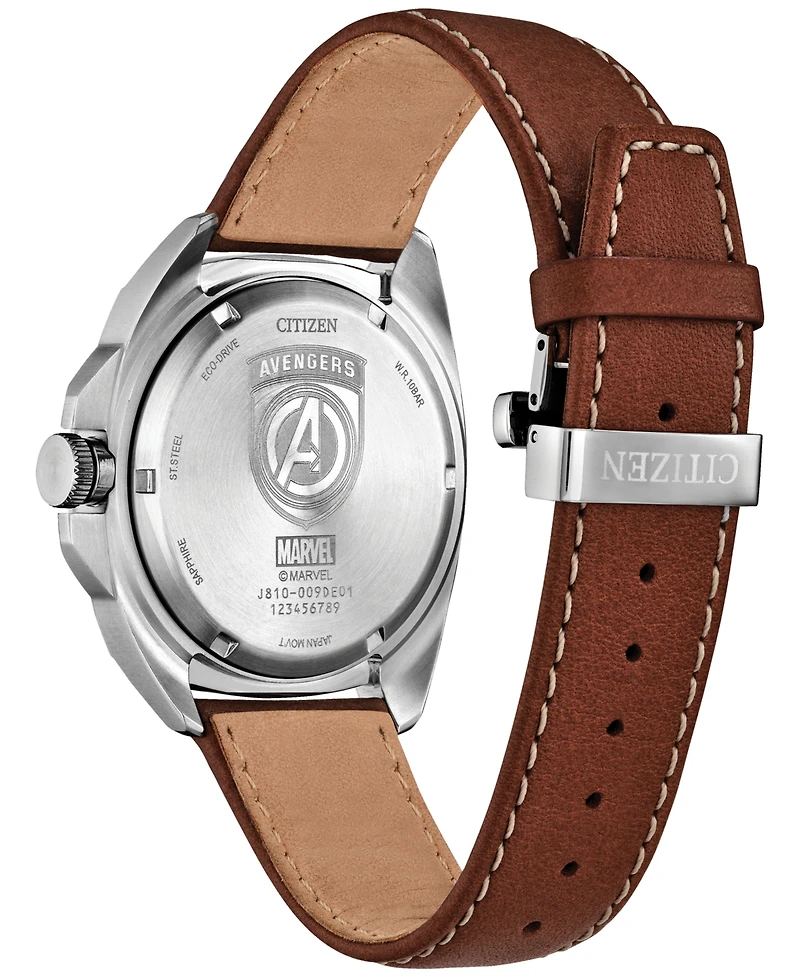 Citizen Eco-Drive Men's Marvel Classic Avengers Legacy Brown Leather Strap Watch 42mm