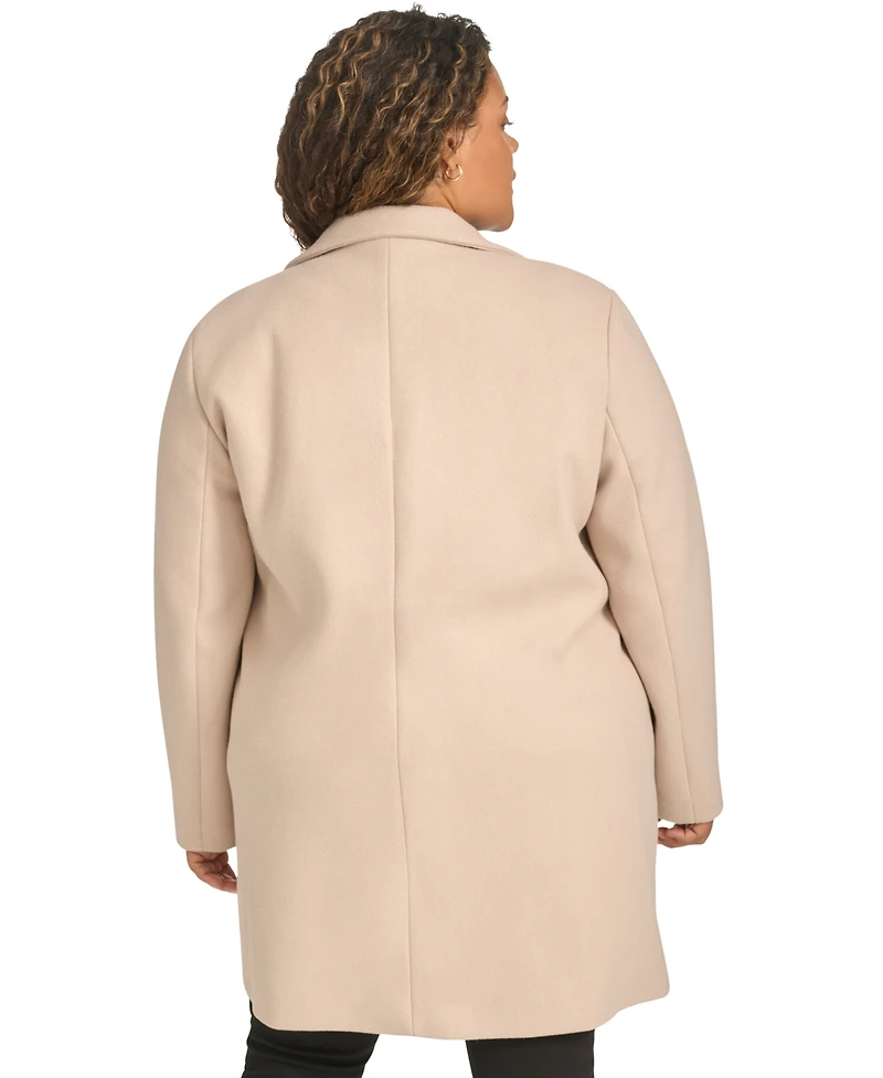 Calvin Klein Plus Size Notched-Collar Single-Breasted Coat