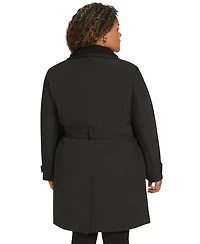 Calvin Klein Plus Belted Long-Sleeve Wrap Coat, Created for Macy's