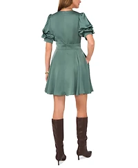 1.state Women's Tiered Bubble-Sleeve V-Neck Mini Dress
