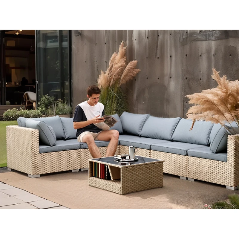 Streamdale 7-Piece Boho Patio Lounge Set with Cushions
