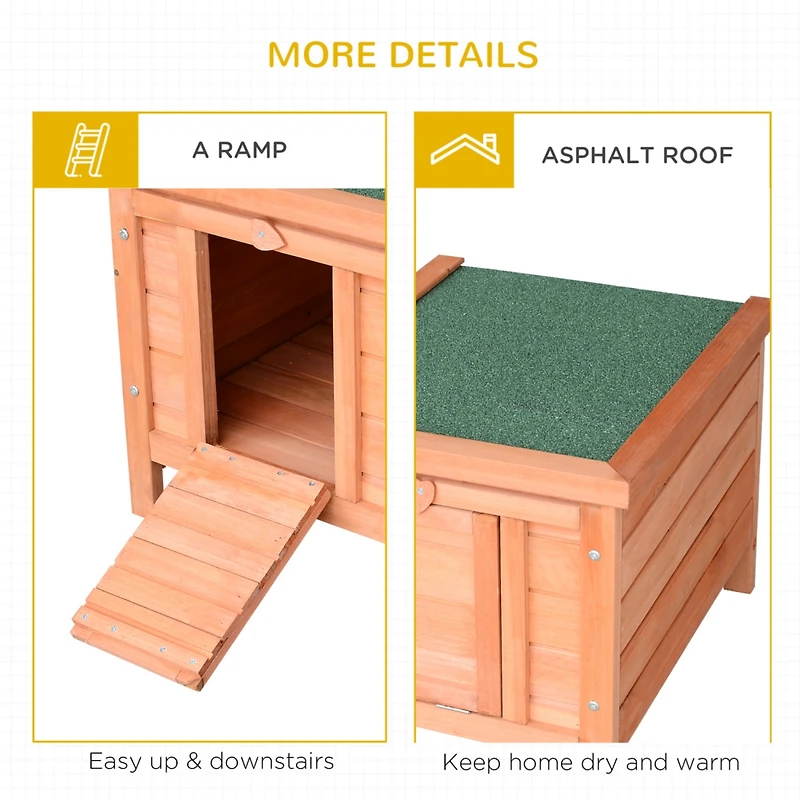 Streamdale Furniture Small Wooden Rabbit Hutch Bunny Cage Guinea Pig Cage Duck House Dog House with Openable & Waterproof Roof, Natural