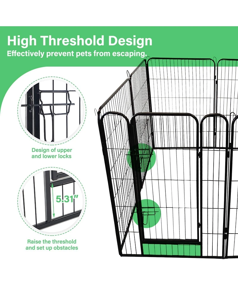 Flynama Metal Pet Playpen 39.13-in x 21.98-in Black Metal Indoor/Outdoor Playpen