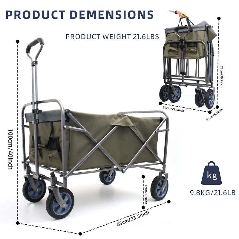 Outdoor Garden Multipurpose Micro Collapsible Beach Trolley Cart Camping Folding Wagon