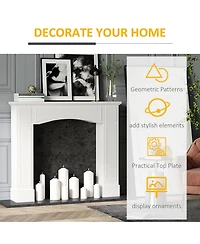 Modern Fireplace Mantel, Surround Mantels for Fireplace with Decorative Pattern Interior Width 29" White