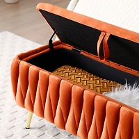 Streamdale Oval Upholstered Storage Bench with Gold Legs, 5 Colors