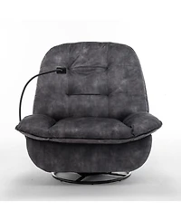 Black recliner, reclining lazy chair, mobile phone holder, large and comfortable reading chair, swivel gliding rocking chair, gold-stamped velvet