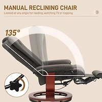 Manual Swivel Recliner Chair, Pu Leather Reclining Chair with Footrest for Living Room, Brown