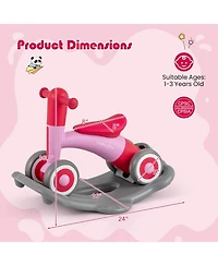 3 in 1 Rocking Horse with Detachable Balance Board and Height Adjustable Seat