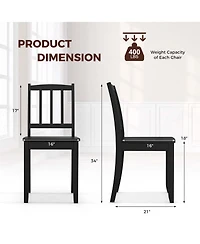 Wood Dining Chair Set of 2 with Rubber Legs Curved Backrest for Kitchen