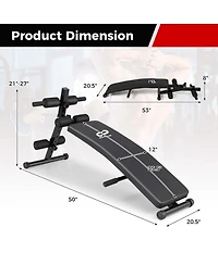 Costway Adjustable Decline Sit Up Bench for Exercise with High Density Foam Cushioned Seat