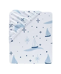 Lambs & Ivy Little Skipper Cotton Nautical Sailboat Fitted Crib/Toddler Sheet