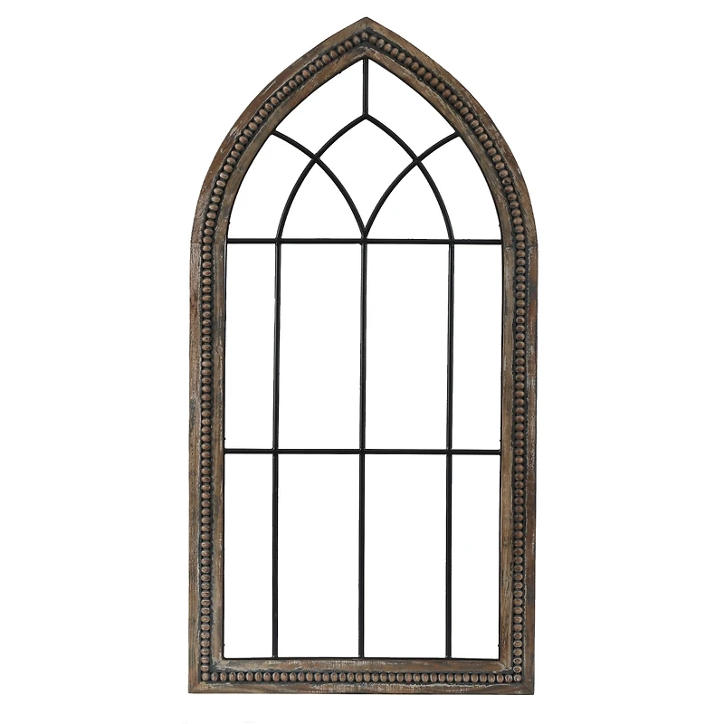 LuxenHome Wood and Metal Cathedral Wall Decor