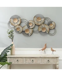 LuxenHome 47" W Distressed Metal Modern Flower Wall Decor