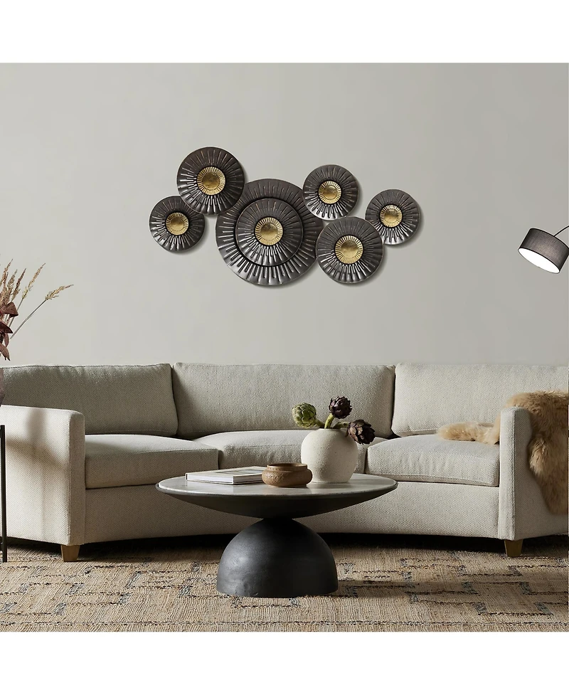 LuxenHome 41.3-In Wide Brown and Gold Metal Abstract Flower Wall Decor