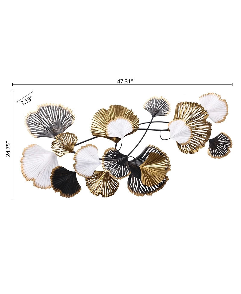 LuxenHome Metal Ginkgo Leaves Modern Wall Decor