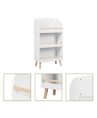 LuxenHome Children's Multi-Functional 3-Shelf Bookcase Toy Storage Bin, White