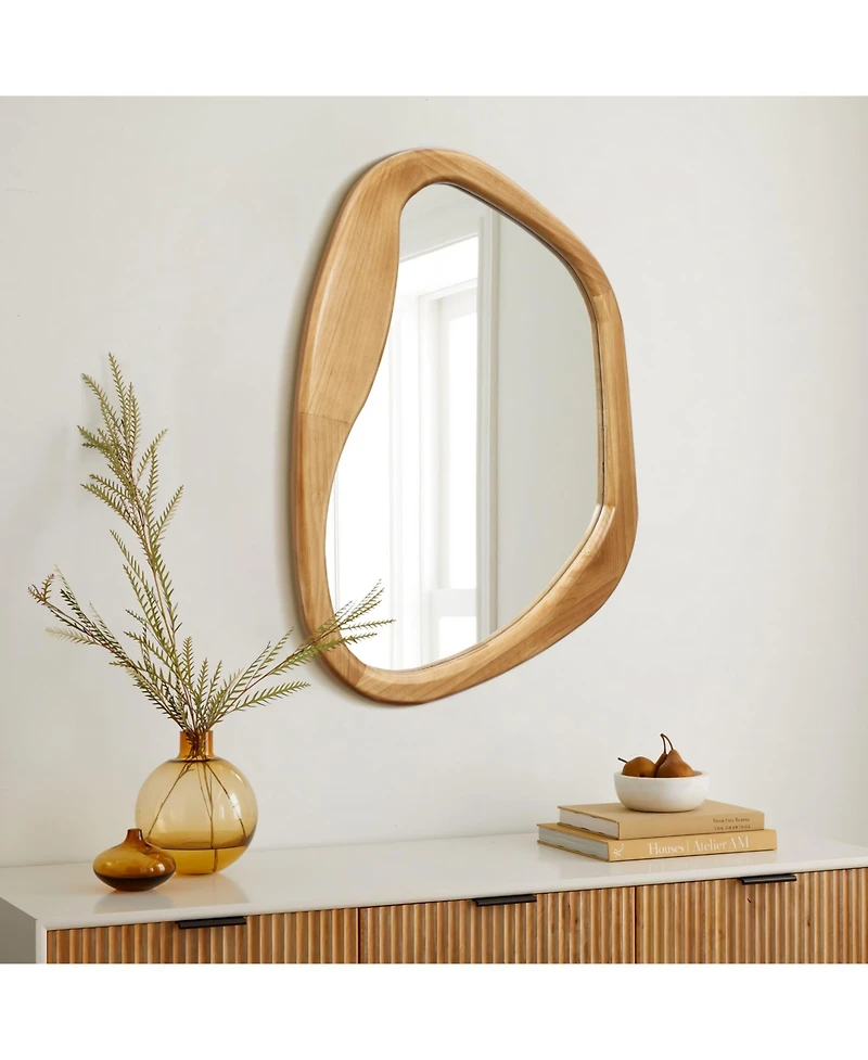 LuxenHome Freeform Pine Wood Frame Oblong Wall Mirror