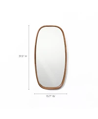 LuxenHome Natural Rubberwood Frame Rounded Rectangle Wall Mirror