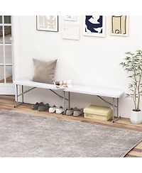 1 Pcs Portable Folding Bench with Convenient Handle Non-slip Foot Pads Sturdy Metal Legs