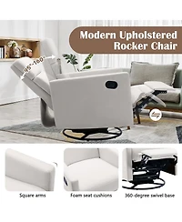 Slickblue Plush Rocker Nursery Chair Glider Swivel Recliner for Comfortable Seating