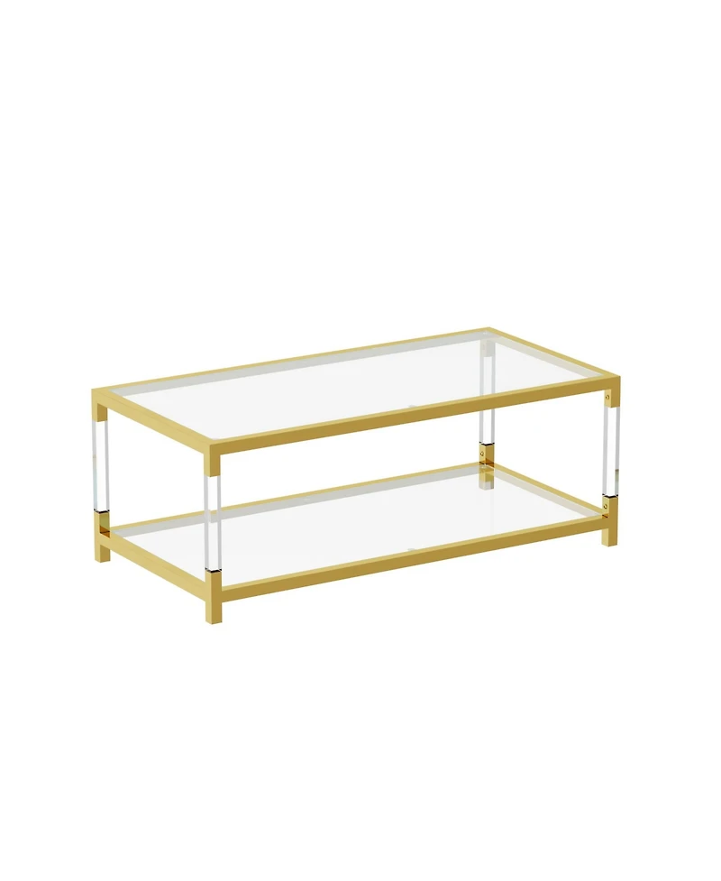 Streamdale Furniture Gold Metal & Acrylic Coffee Table