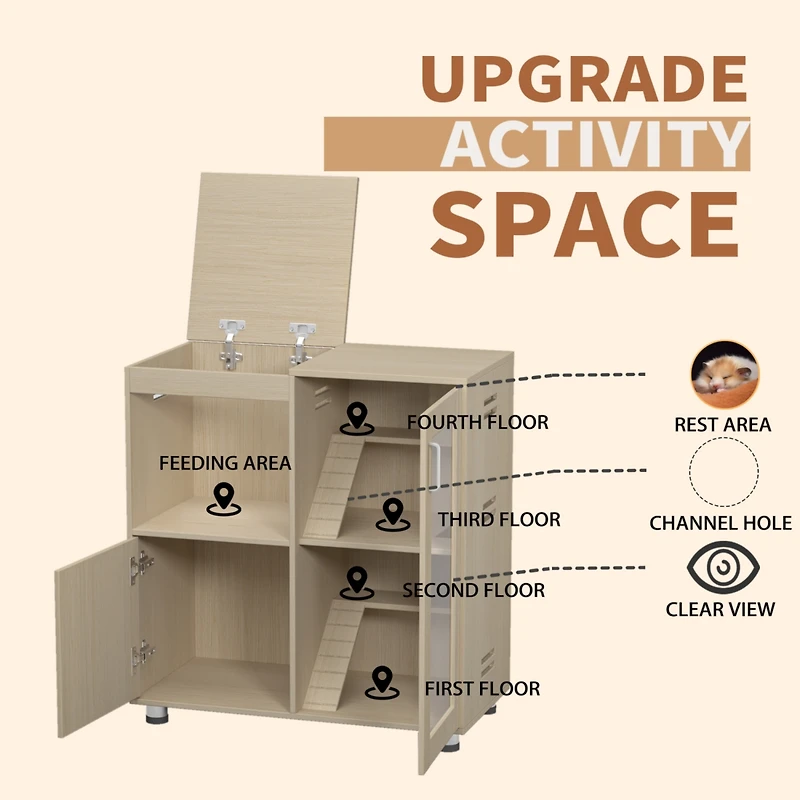 Streamdale 4-Tier Hamster Cage with Storage & Acrylic Windows