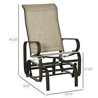 Outdoor Glider Chair, Gliders for Outside Patio with Smooth Rocking Mechanism and Lightweight Construction for Backyard, Tan